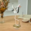 Red-crowned crane figurine desktop ornament resin animal sculpture for home indoor decoration - Spread Wings Head Up Crane