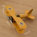 Vintage metal biplane model desktop ornament retro airplane decor for home office photography prop - Yellow