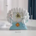 Marco de fotos de concha estilo mediterráneo con decoración marina para escritorio. - Porta retrato Concha Estrella de Mar
