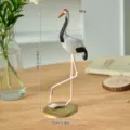Red-crowned crane figurine home decor ornament, elegant resin animal statue tabletop display. - Looking Down Crane