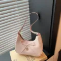Rosa Damen Schultertasche Hobo Bag mit niedlicher Schleife und Herzanhänger Mondsichel - Rosa