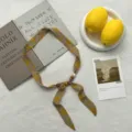 Vintage γυναικεία ζώνη μαντήλι κολιέ με ξύλινες χάντρες, μοναδικός κομψός σχεδιασμός. - Κίτρινο τζίντζερ