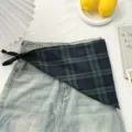 Green blue plaid triangle scarf vintage style bandana versatile neckerchief chic waist accessory - 84*26cm(zz26020303) / Green