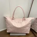 Rosa Nylon Reise-Tragetasche mit Ledergriff große Kapazität lässige Umhängetasche Alltag - Rosa
