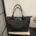 Casual nylon shoulder bag large capacity travel tote bag everyday commute stylish handbag - Black