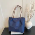 Casual oxford cloth shoulder tote bag large capacity daily commuting women stylish bag - Blue