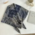 Korean style paisley triangle scarf fashion layering accessory hip wrap versatile scarf for women. - Blue Paisley Style / 140*70cm