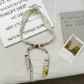 Λεπτομερής εικόνα κινεζικού vintage μεταξωτού φουλάρι με λουλούδια και χάντρες, κομψό. - 04#-Κίτρινο
