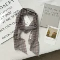 Elegante sciarpa a quadri marrone leggero foulard collo versatile accessorio estivo - 140*14cm / Griglia Grande