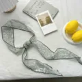 Pañuelo de seda estrecho estilo francés para mujer, elegante twilly floral verde chic. - Floral Cruz Verde (05#-Verde Flor)