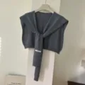 Γκρι πλεκτό σάλι διάτρητο casual ευέλικτο στιλάτο κάπα πουλόβερ για γυναίκες άνοιξη φθινόπωρο - Γκρι