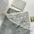 Koreaanse stijl gelaagde witte kanten driehoekige sjaalrok met bandjes voor trendy dames - Eén maat / Wit