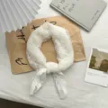 White lace hollow square scarf detail shot, elegant French style decorative headscarf chic. - 04#-Off-white Circle
