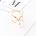 Elegant gold three-ring pearl scarf buckle minimalist retro brooch shawl clip accessory - Three-Ring Interlaced Style (Pearl-13-1)