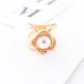 Gold pearl scarf buckle detail, elegant interlocking ring design, stylish retro accessory. - Triple Ring Interlaced 3D Style (Pearl-13-5)
