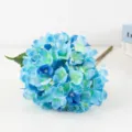 Fleur Artificielle Hortensia Bleu En Soie Tête Unique Décoration Mariage Détail Produit - Bleu