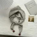 Grey plaid triangular scarf headband with tassels ins style chic hair accessory spring fall - 100*33cm / Gray