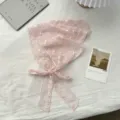 Roze kanten bloemen driehoek hoofddoek met linten, zoete sprookjes haaraccessoire voor vrouwen. - 140x30cm / Roze