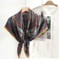 Vintage style imitation silk large square scarf, 87cm soft decorative neck scarf for women. - Retro (zz26011401) / Vintage