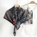 Vintage paisley square scarf for women, classic silk feel large neckerchief for stylish outfits. - Striped Paisley (zz26011401) / Striped Paisley