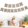 Bannière joyeux anniversaire en papier kraft décoration de fête guirlande pour enfants - Blanc