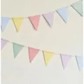 Pastel paper bunting banner garland for kids birthday party and bedroom wall decoration. - Triangle Flag Strip