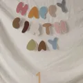 Bannière en papier de lettres d'anniversaire rétro Morandi décor de fête premier bébé - Par défaut