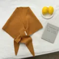 Bufanda triangular de punto liso, calentador de cuello de invierno, elegante chal de canalé. - 140*40cm / Naranja