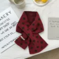 Red polka dot knitted cross scarf for women, winter warm vintage thick jacquard cowl. - 02#-Polka Dot