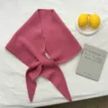 Bufanda de punto triangular lisa para mujer, calentador de cuello de invierno elegante. - 140*40cm / Rosa