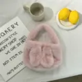 Cute pink plush rabbit ear handbag detail, soft fuzzy winter mini cute purse daily use bag. - 3#-Pink