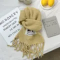 Winter solid color warm boucle tassel scarf for women, cozy casual daily wear accessory - 210*29cm / Yellow
