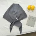 Bufanda triangular de punto liso para mujer, calentador de cuello de invierno, elegante. - 140*40cm / Gris