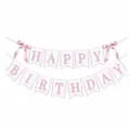 Bannière suspendue rose Happy Birthday avec de beaux nœuds, parfaite pour la décoration. - Joyeux Anniversaire