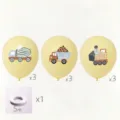 Kit de ballons de fête d'anniversaire de chantier avec camions mignons et ruban adhésif. - Ballon