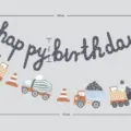 Bannière d'anniversaire pour enfants avec charmants camions de chantier et texte. - Bannière
