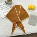 Chal triangular de punto con borde de contraste para mujer, accesorio de moda cómodo. - 140*39cm / Naranja