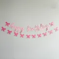 Banniere danniversaire bebe avec noeud rose guirlande de lettres pour fete decoration - Rose