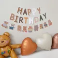 Style INS bannière de fête d'anniversaire ours en carton marron pour décor de fond de bébé - Marron