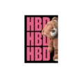 Mignon autocollant mural de carte d'anniversaire d'ours en peluche avec lettres HBD. - Ours en peluche