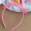 Pink birthday letter headband cute hair hoop for women girls kids party festival props - One Size / Pink