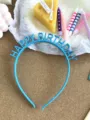 Blue birthday headband with playful letter design, ideal for party photo props and celebrations. - One Size / Sky Blue
