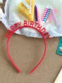 Red plastic Happy Birthday letter headband cute party hair hoop for festival celebration decoration - One Size / Red