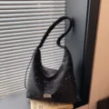 Schwarze Sternchen-Print Totetasche, lässige große Umhängetasche für Damen Hauptansicht. - Schwarz
