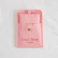 Rosa Samt Schmuckbeutel Mikrofaser Druckknopf Aufbewahrungstasche fur kleine Ringe - Druckknopfbeutel Mit Kartenhalter-Set / 8x8cm / Rosa