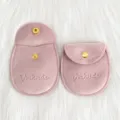 Rosa Samt Schmuckbeutel Set mit goldenem Druckknopf, weiche Textur für kleine Accessoires. - 8*8.5cm / Rosa