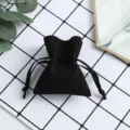 Schwarzer Mikrofasersamt Kordelzug Beutel fuer Schmuck Ohrringe kleine Accessoires. - Schwarz