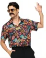 Chemise à manches courtes style rétro paisley pour homme costume disco vintage années 70 - M / Ensemble