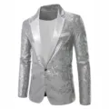 Blazer de costume de performance à paillettes argentées pour hommes de fête. - 2XL / Argent