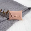 Rosa PU-Leder Briefumschlag Mini Aufbewahrungstasche, süßer Schmuckbeutel mit Druckknopf. - Nude Rosa / 7*5cm